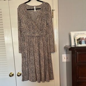 Tickled Teal Animal Print Long Sleeve Dress